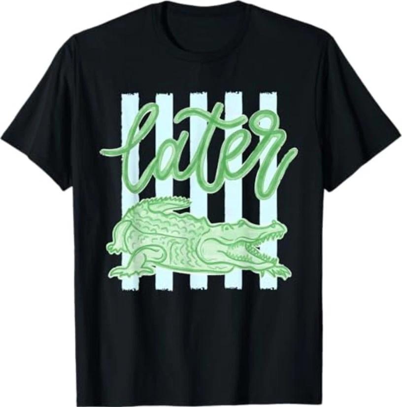 Retro Striped Everyday Later Gator Alligator Summer Coastal T-Shirt XXXXL