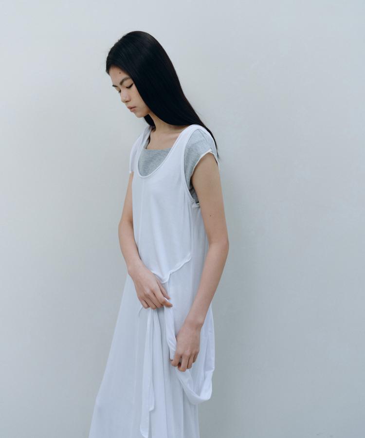 Kasel 2Way Tie Sleeveless Dress, White
