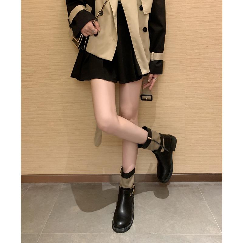 [] Outdoor Girl~ Kick Not Rotten Leather Thick-soled Heightening Martin Boots Short Boots Women's Rhubarb Boots