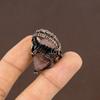 Natural Strawberry Quartz Gemstone Copper Wire Wrap Gift Ring Size 5.5 H1p76