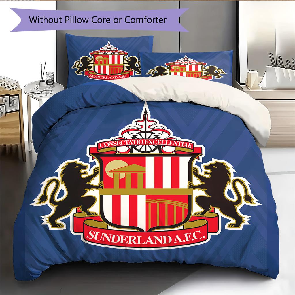 Sunderland AFC Pattern Bedding Quilt Set Home Decoration Gift (1 * Duvet Cover + 2 * Pillowcase Without Core)