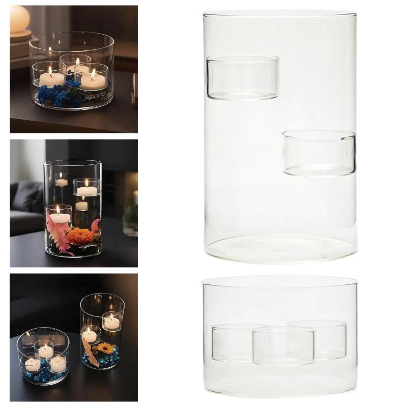Glass Candle Holder Cylinder Candle Stand,Elegant,Decorative Decorative for Tea Light for Home Table Centerpiece Decoration