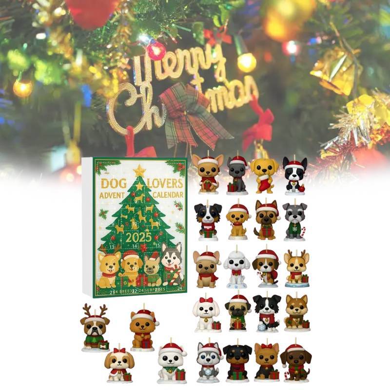 Christmas Dog Lover Advent Calendar With Acrylic Tree Ornaments For Holiday Celebration