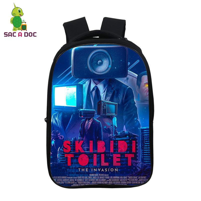 Skibidi Toilet Toilette Mann Schultasche 3D Vollfarbdruck Rucksack
