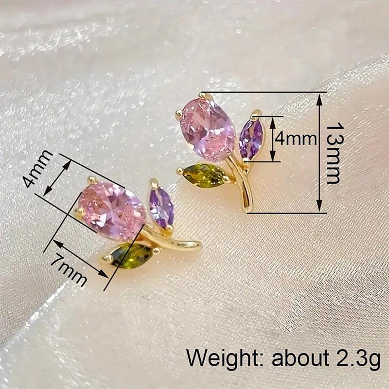 Xiaomi Huitan Flower Design Women Stud Earrings Aesthetic Wedding Party Fresh Style Accessories Inlaid Sparkling CZ Gold Color Jewelry
