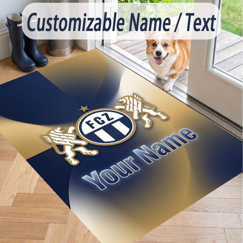 Custom Text Printed Rug FC Zürich Non Slip Floor Carpet For Home Room Decor