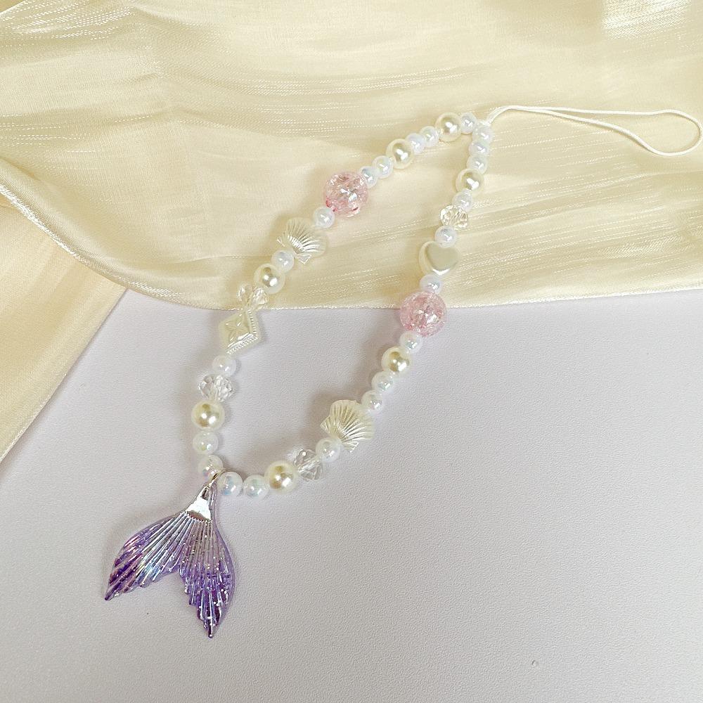 Fish Tail Mobile Phone Lanyard Shell Cell Phone Strap Jewelry Gift Bead Phone Chain  Woman Girl