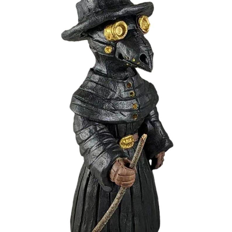 Plague Doctor Incense Burner Halloween Ornament Mr. Mini Crow Statue Effective Stress Anxiety Relief Home Decoration Prop