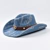 Sombrero de Vaquero Occidental para Mujeres Hombres Mezclilla Lavada Sombrero de Cowgirl Jazz Adecuado para Uso Diario Casual, Fiesta Vaquera Occidental, Bar Vaquero
