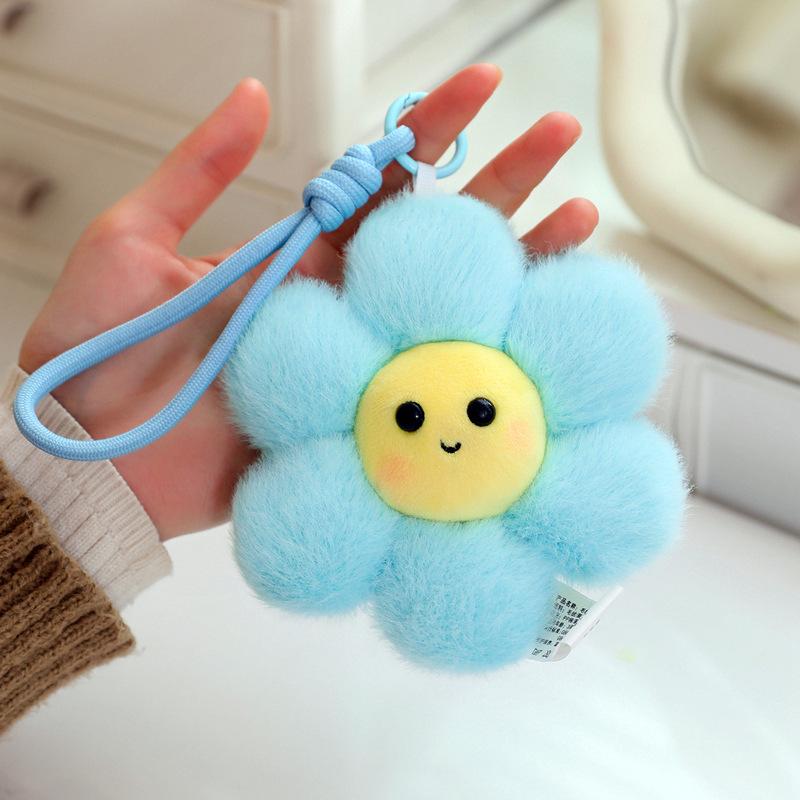 Cute Sunflower Pendant Keychain Doll with Small Red Flowers 12cm, 0.05kg