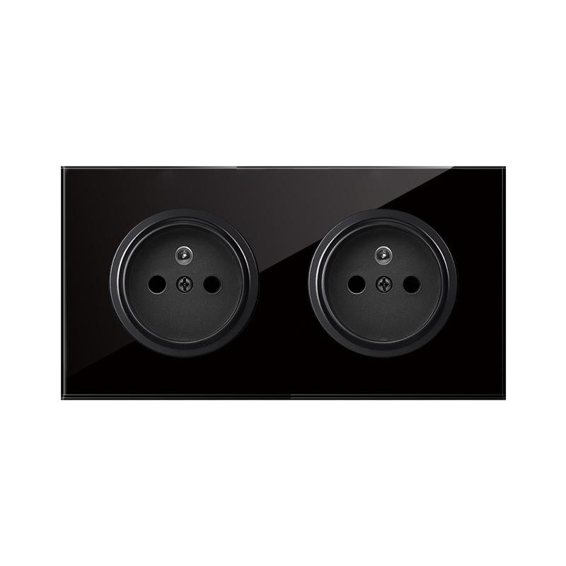 2022 New Black Glass Panel USB Wall Socket EU, Push Wall Switch with LED Indicator Light, UK 13A Wall Socket Switches