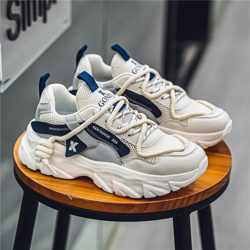 

Men s Shoes Breathable Mesh Fashionable Trendy Running Shoes Lightweight Thick Soled Comfortable and Versatile Sneakers for Men 43 белый