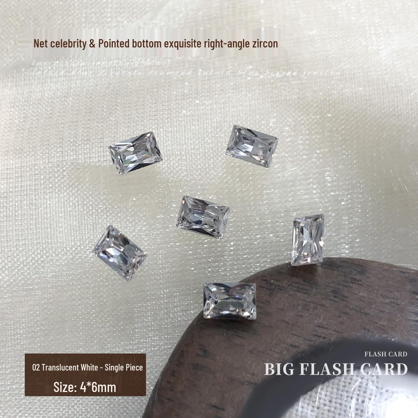 Champagne Rectangle Zirconia Nail Art Decorations - Sparkling White Pointed Ice Sugar Diamonds DIY Nail Accessories