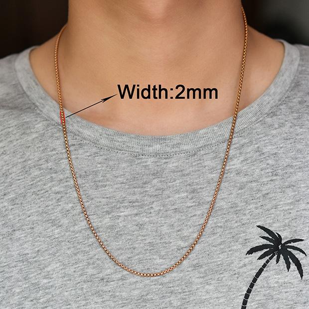 2/3/4/5mm Men's Box Chain Stainless Steel Necklace Choker for Women Copper/Gold/Black/Rose Gold Color 14 - 40 Inch Metal Jewelry