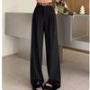 Women's High Waist Pleated Suit Pants Elegant Drape Straight Leg Wide Leg Trousers Office Business Casual Floor Length Long Pants