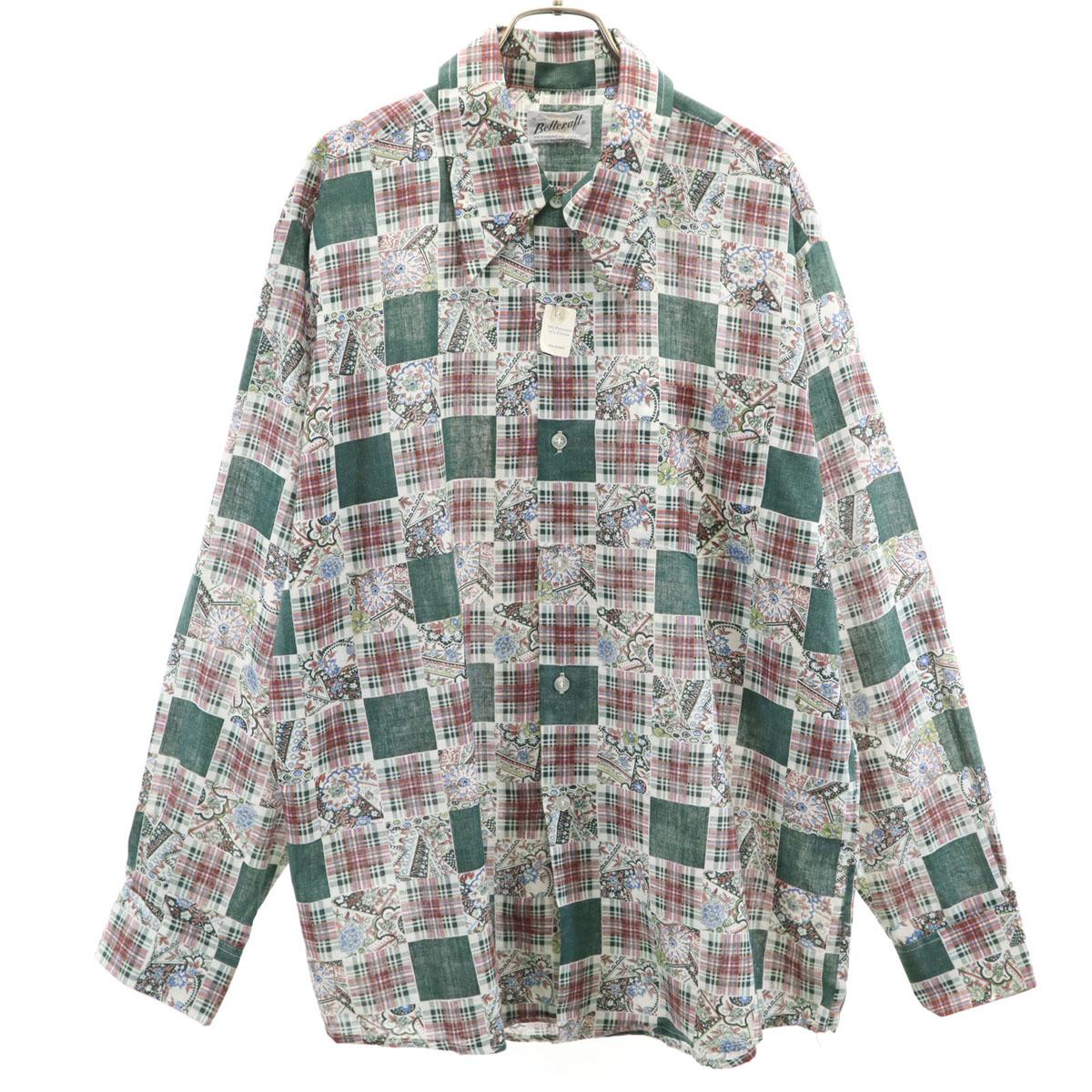 

Bellcralt 70-е винтажная рубашка с длинным рукавом в клетку L белая неношеная Мужская Б/У