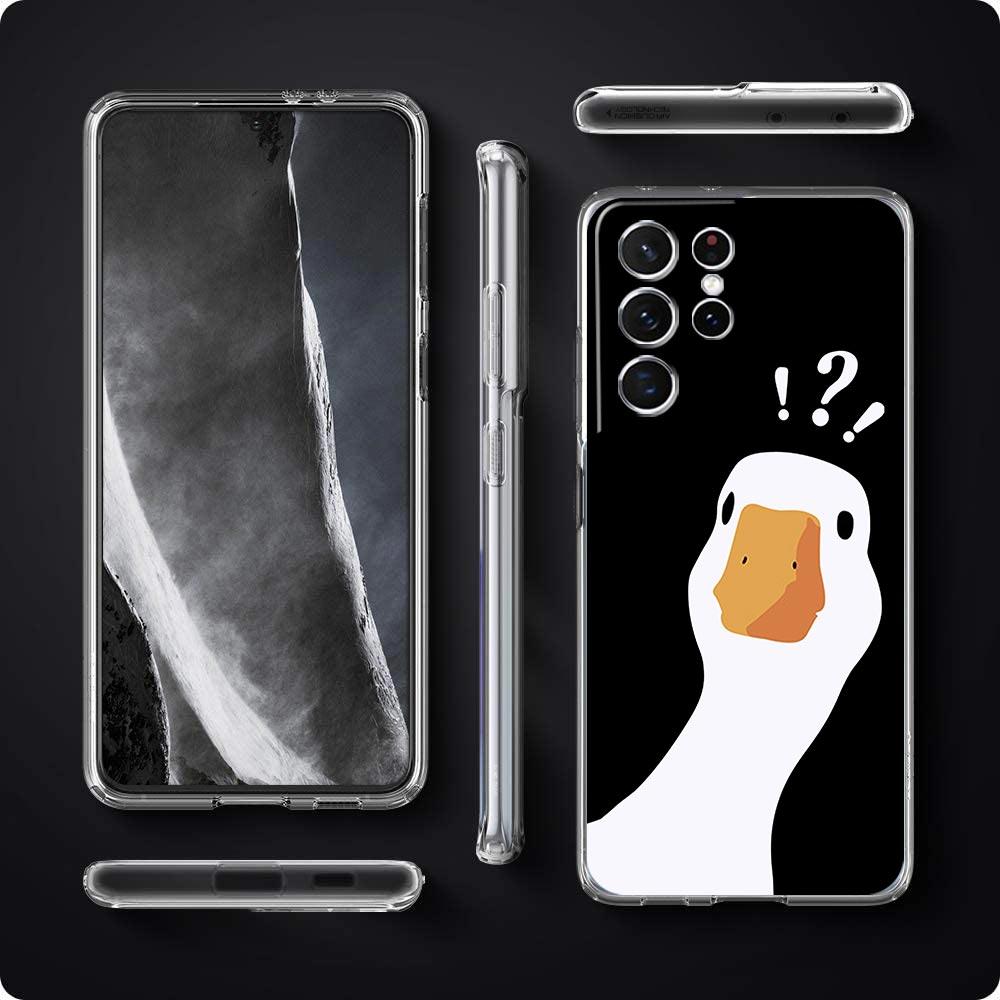 Cartoon Doubt Duck Shockproof Phone Case For Samsung Galaxy S23 Ultra S22 5G S20 S21 FE 5G S10E S9 S8 S10 Plus Soft Clear Cover