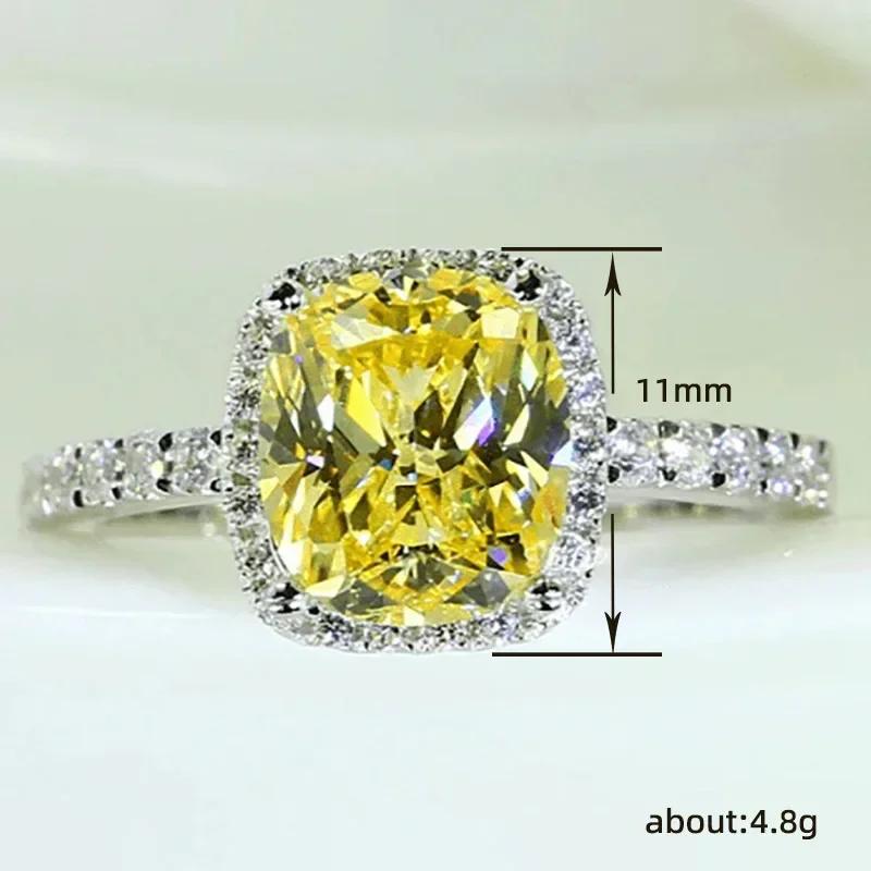 New Elegant Yellow Cubic Zirconia Women Rings Luxury Wedding Anniversary Party Lady's  Accessories Bright Fashion Jewelry