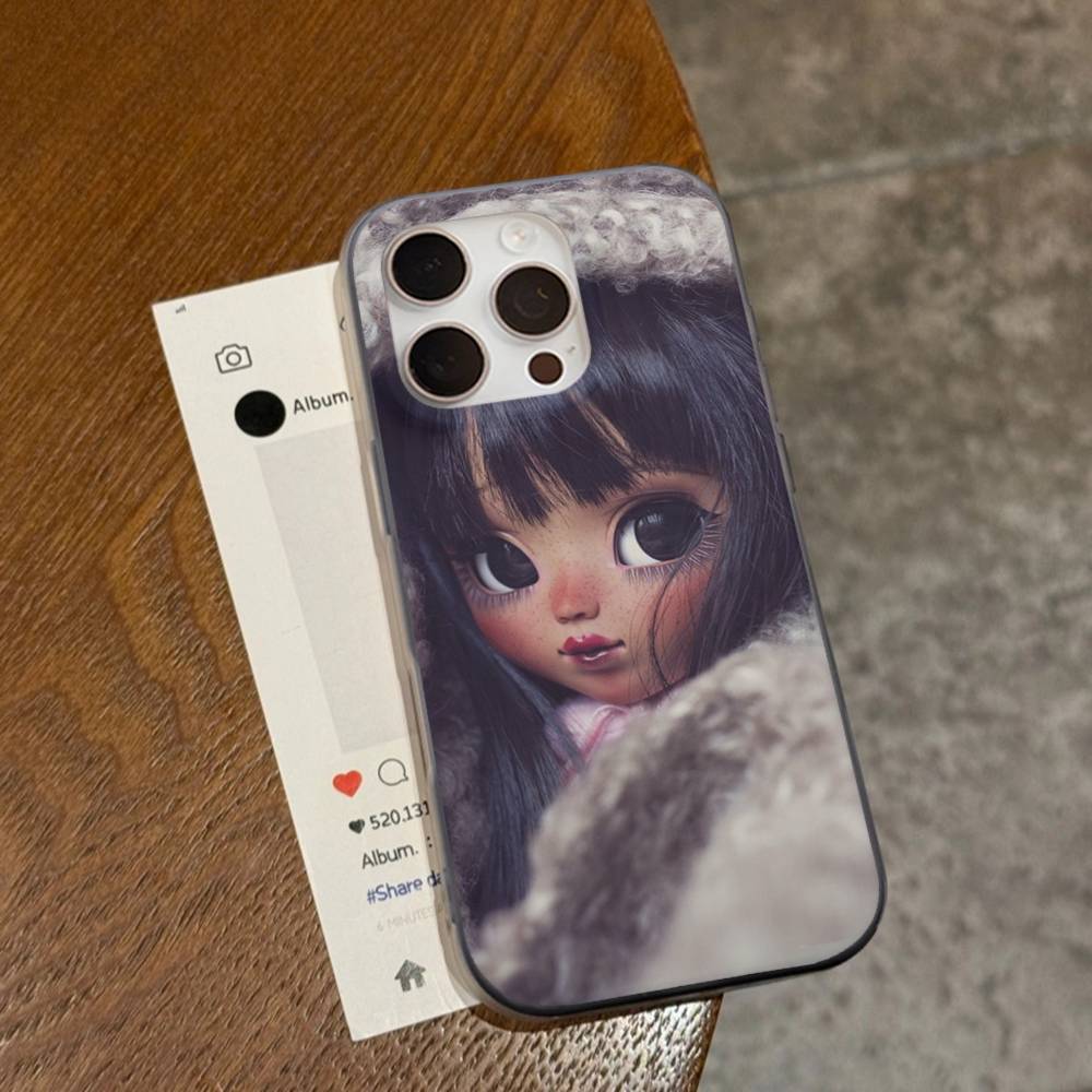 

Dark Cute Girl Doll For IPhone 17 16 15 14 13 12 11 Pro Max Plus Pro Corrugated Shockproof Matte Phone Cover iPhone 17 Pro