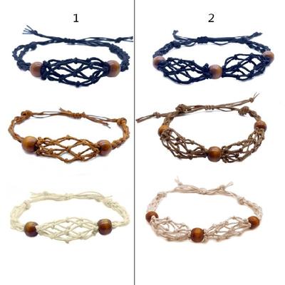 Crystal Holder Bracelet Adjustable Rope Bracelet Cord Handmade Woven Netted Cage