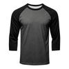 Men's Colorblock Raglan Sleeve Athletic Shirt Three Piece Set Lightweight Stretchy Sport Top for Training Running Casual Wear