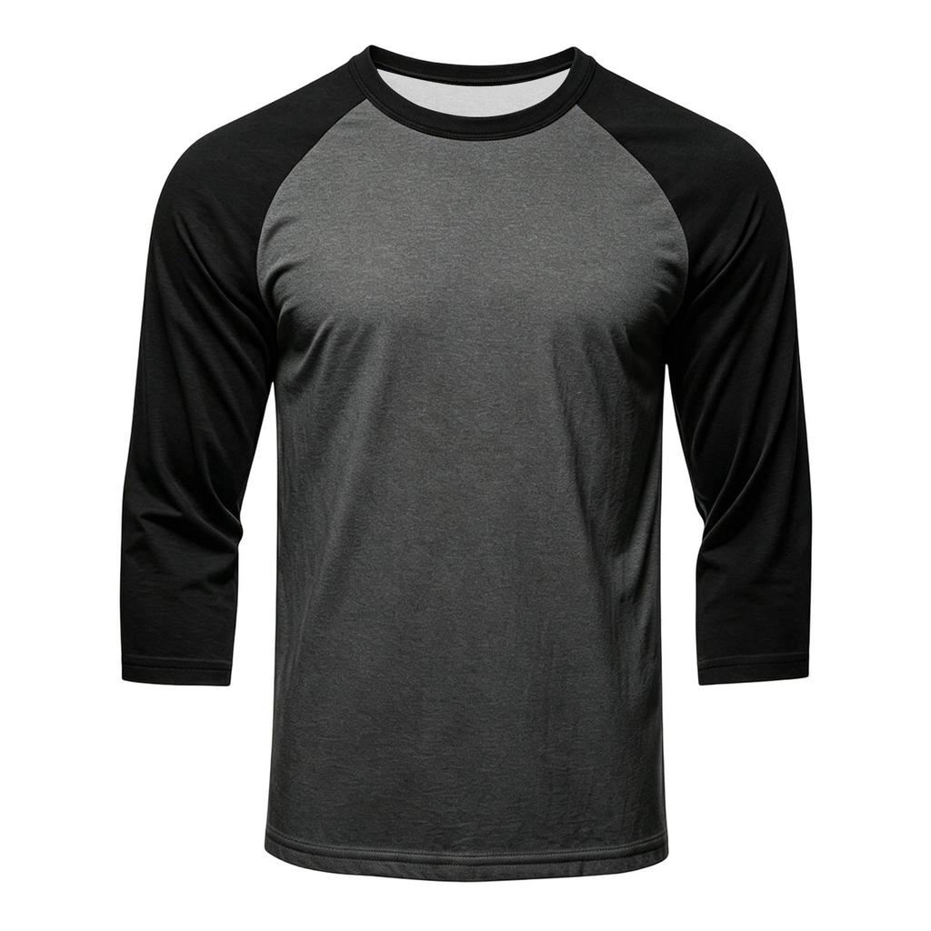 Men's Colorblock Raglan Sleeve Athletic Shirt Three Piece Set Lightweight Stretchy Sport Top for Training Running Casual Wear