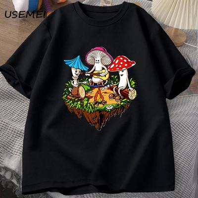 Hippie Zauberpilz T-Shirt Lustige Grafik T-Shirts Streetwear 90er Herren T-Shirts Mann Hippie Baumwoll T-Shirt T-Shirt Männlich