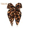 Damska spinka do włosów kokarda dekor lampartowy nadruk satynowa wstążka kokarda spinka do włosów duża kokarda klips akcesoria do włosów