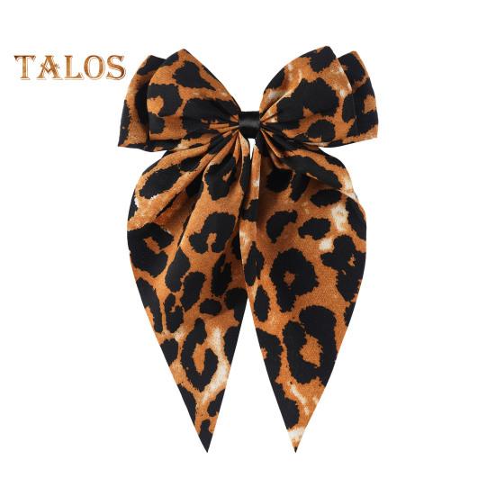 Damska spinka do włosów kokarda dekor lampartowy nadruk satynowa wstążka kokarda spinka do włosów duża kokarda klips akcesoria do włosów