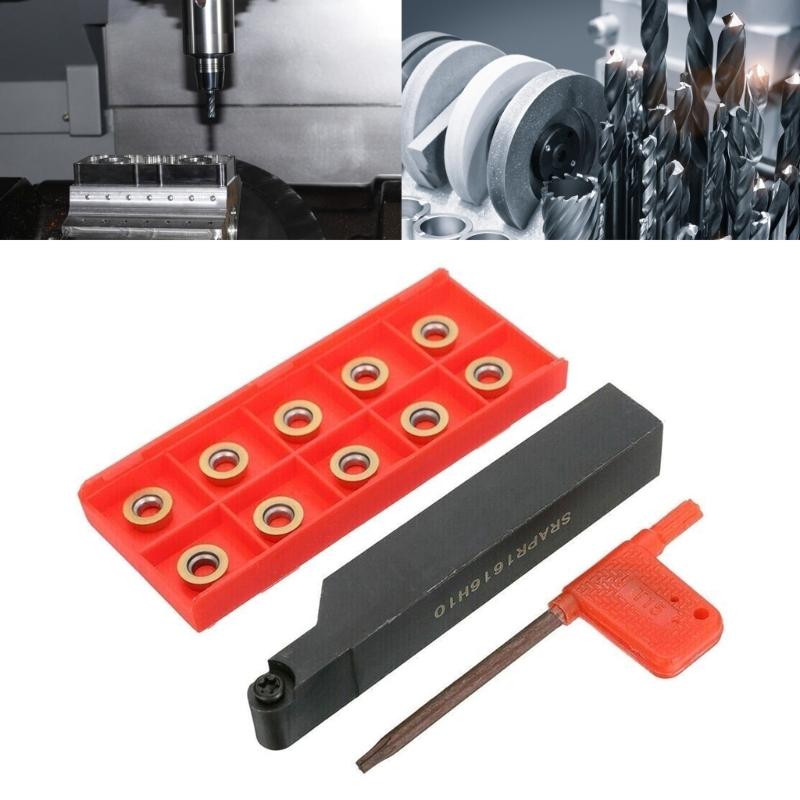 Fräsdrehautomat-Halter Drehen Bohrwerkzeug SRAPR1616H10+10 Stück RPMT10T3MO Metall-Wendeschneidplatten mit Schlüssel