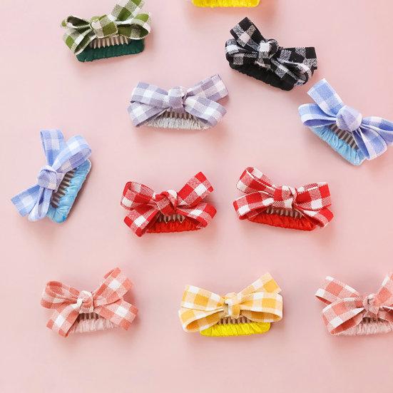 Pet Hair Clip Adorable Elegant Plaid Print Pet Cat Dog Bowknot Hair Bows Pet Supplies