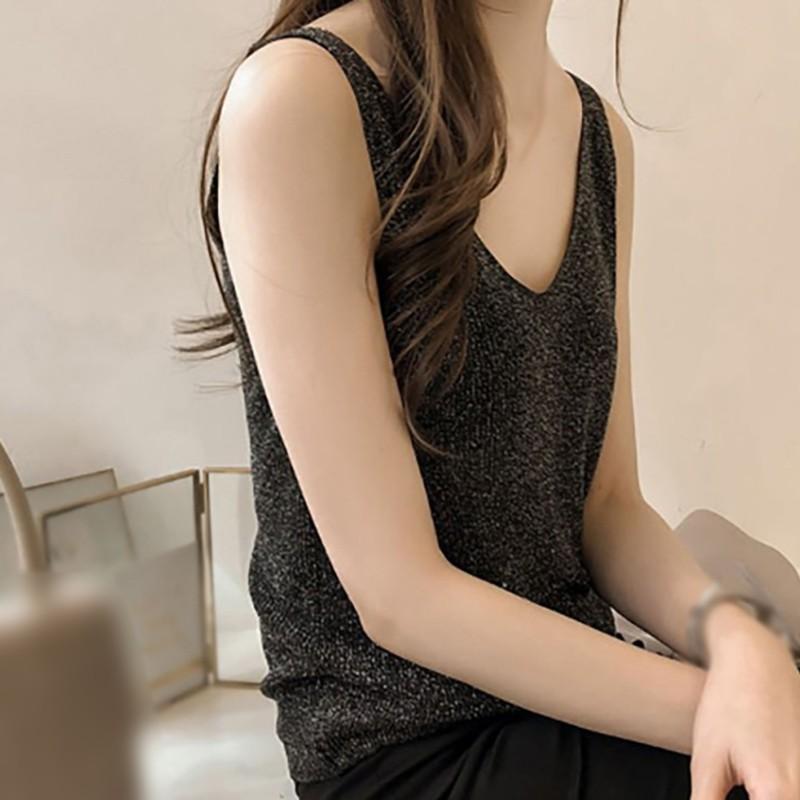 

Женская летняя блестящая майка без рукавов с блестками и блестками из ледяного шелка