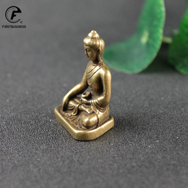 Solid Pocket Pure Brass Sakyamuni Buddha Figurines Miniatures Desktop Ornament Antique Copper Dharma Master Statue Decorations