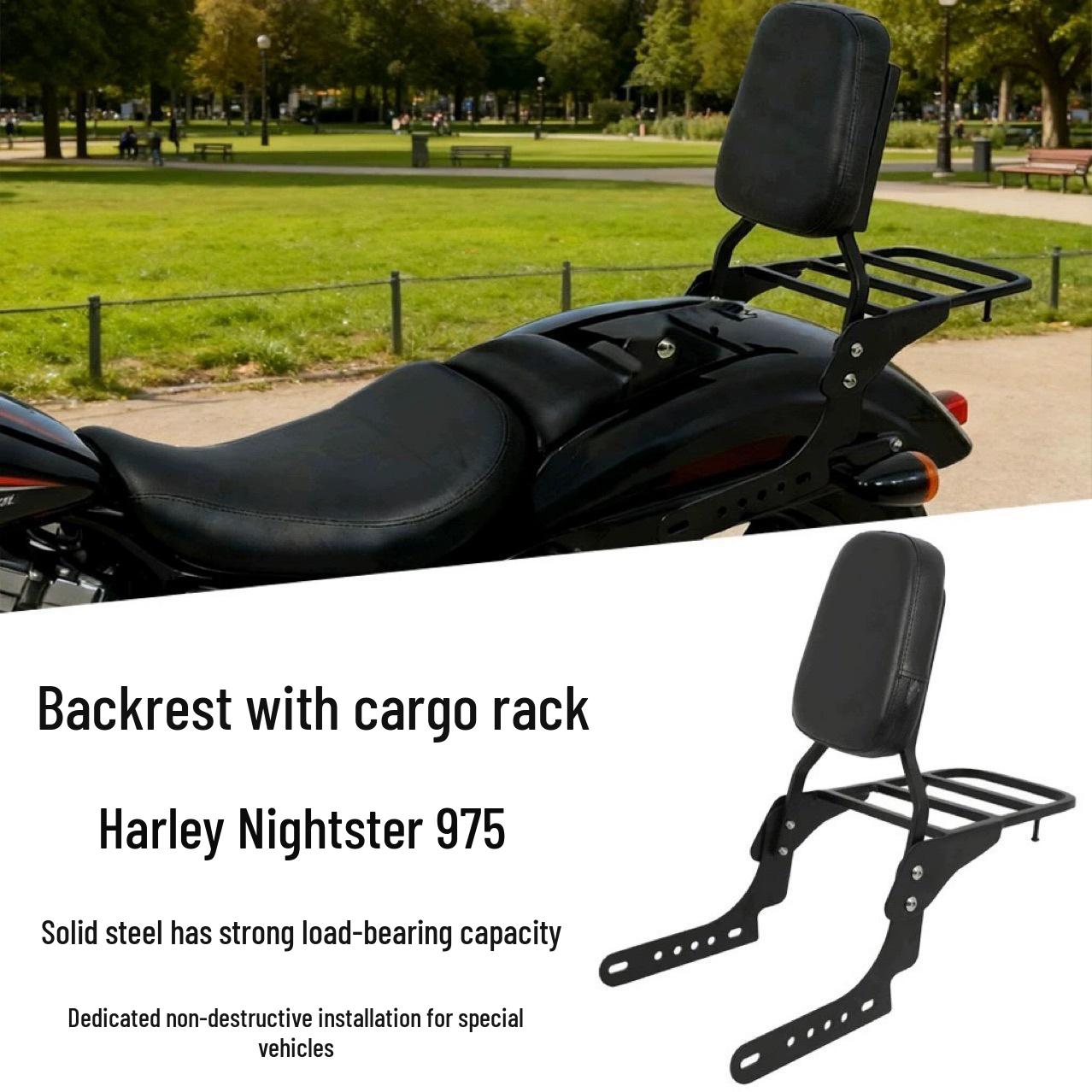 Harley Nightster 975 Backrest Tail Rack Storage Solution Chrome Backrest with Rack (High-Quality Export)