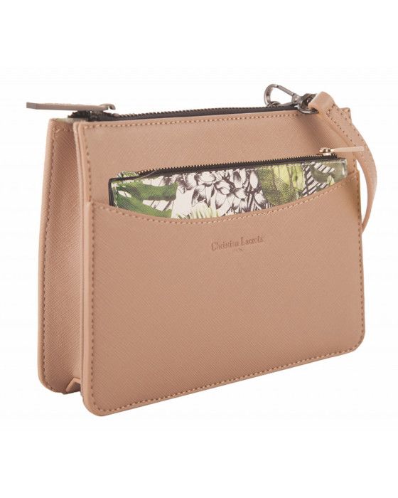 Petit sac pochette - CHRISTIAN LACROIX - Plaza - Toile enduite - Taupe - Dimensions L20xH16xE5cm