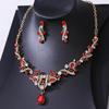 KMVEXO Bride Wedding Opal Crystal Necklace Earring Set Ladies Rhinestone Peacock Jewelry Sets Suitable for Party Festivals