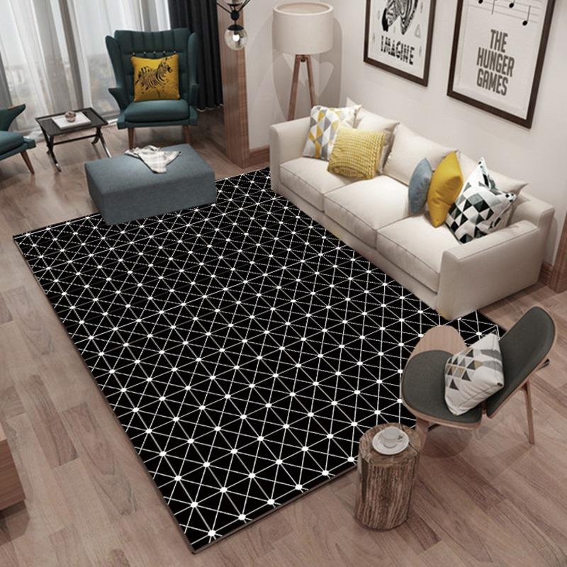 Simple black and white home personalized carpet, living room, bedroom, coffee table, floor mat, household washing mat