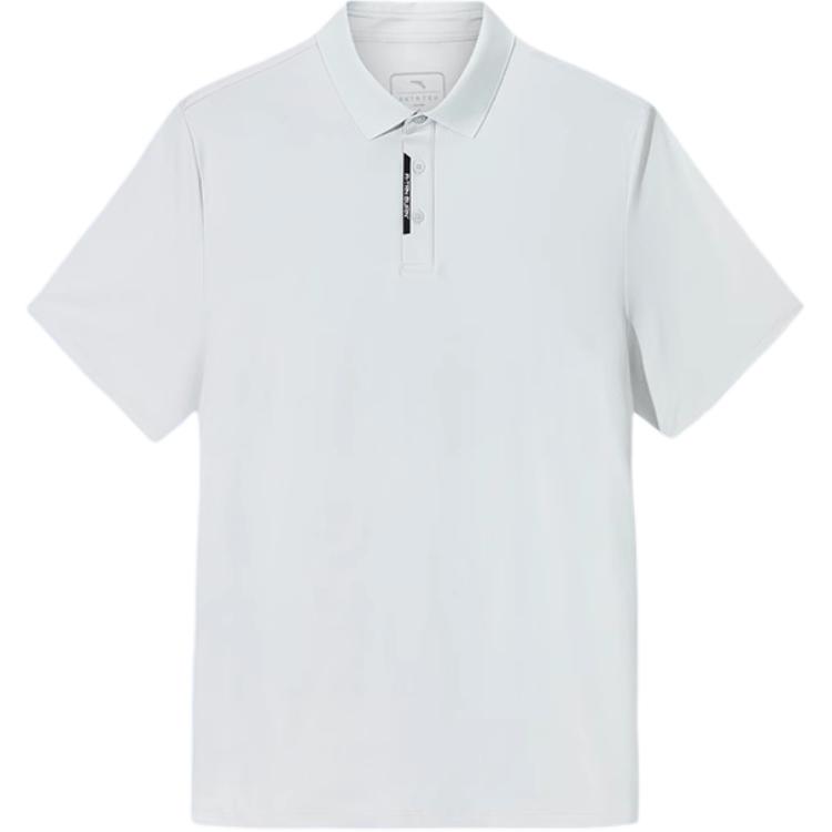 

Anta Plain Soft Comfortable Breathable Versatile Casual Short Sleeve Polo Shirt Men tops Ice-Blue Gray 952527118-1 S