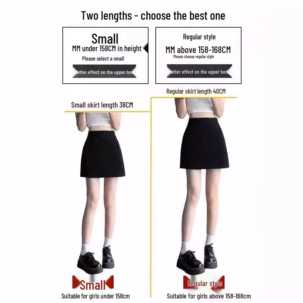 Summer 2024 Women's High Waist A-Line Black Skirt: Slim Fit, Short, Stylish