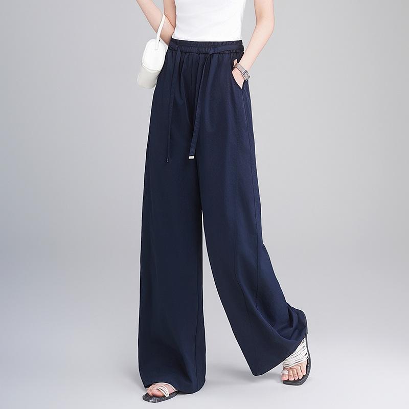 2026 Sommer Damen High Waist Locker Weiter Bein Bodenlang Fließende Hose