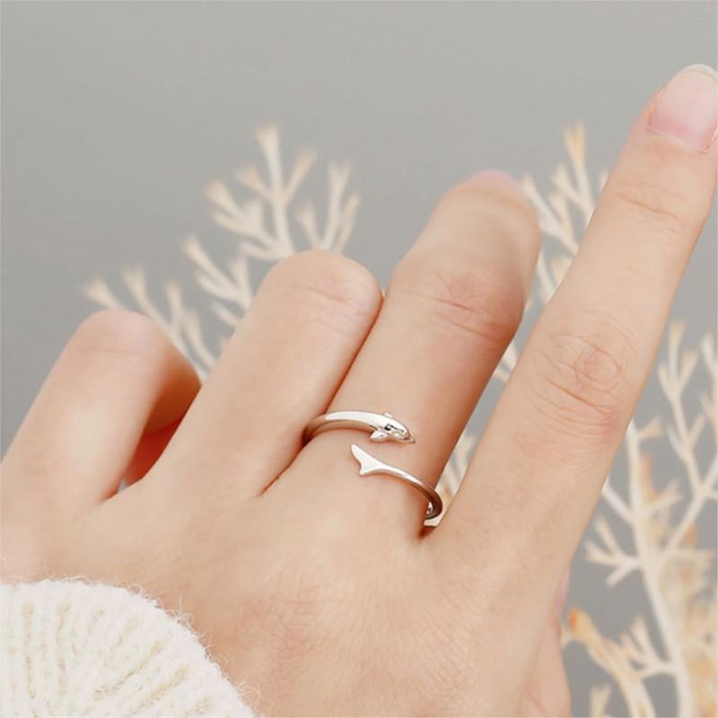 Neuer beliebter Modeschmuck Niedliches Tier Kupfer Schmuck Persönlichkeit Delfin Fisch Exquisite Öffnungsringe R021