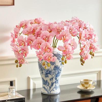 Nordic Tactile 9-Head Phalaenopsis Orchid Artificial Flowers for Photography and Home Arrangements