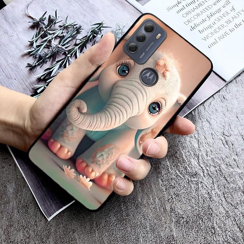 Cute Baby Elephants Phone Case For Moto G84 G23 G24 G31 G32 G41 G51 G52 G53 G54 G71 G82 G42 G62 G200 G Play G Stylus