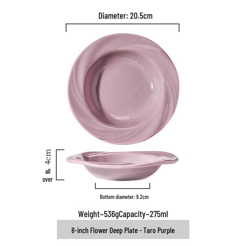 French Ins Style Ceramic Flower Deep Plate 8 inches