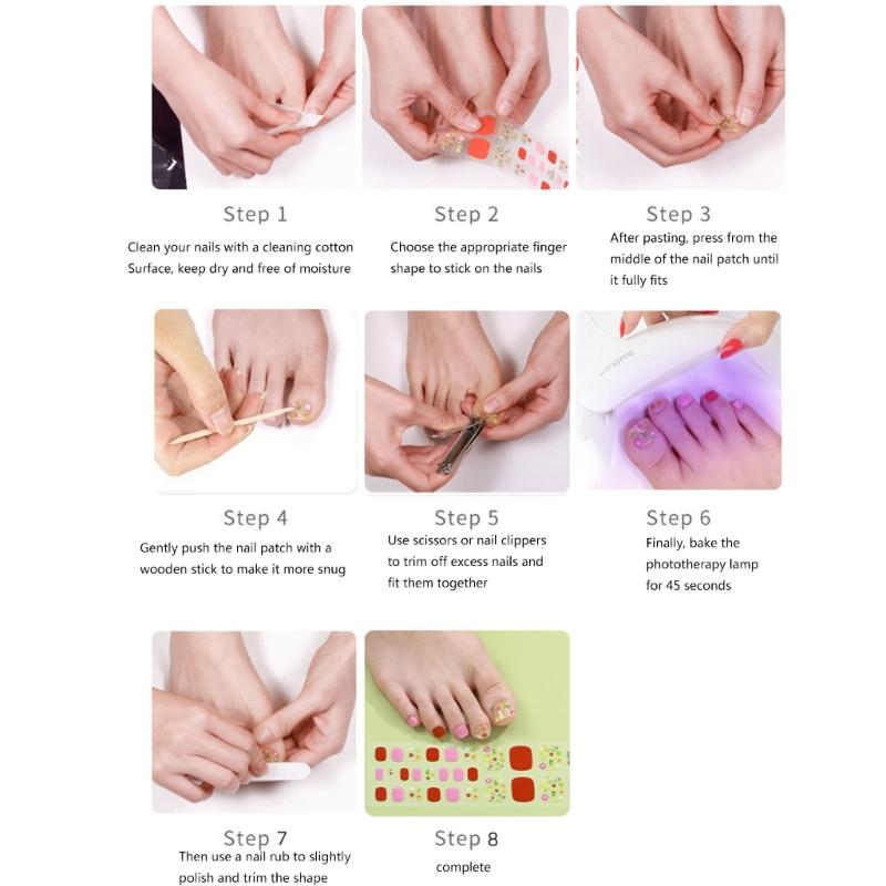 Semi Cured Gel Toenail Stickers Sparkles Toenail Polish Strips Stickers Toenail Strips DIY Pedicures Gel Nails Stickers
