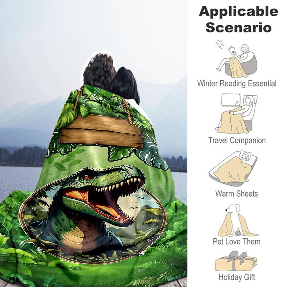 1PC dinosaur jungleOutdoor Flannel Blanket - Soft Plush Decor for Picnics, camping, Bedroom, Playroom, Office, or Lunch Break 1373A