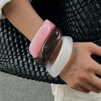 Ingemark Y2K Kpop Irregular Resin Acrylic Bangles for Women New Trend Boho Geometric Charm Wide Bracelets Pulseras Jewelry Gift