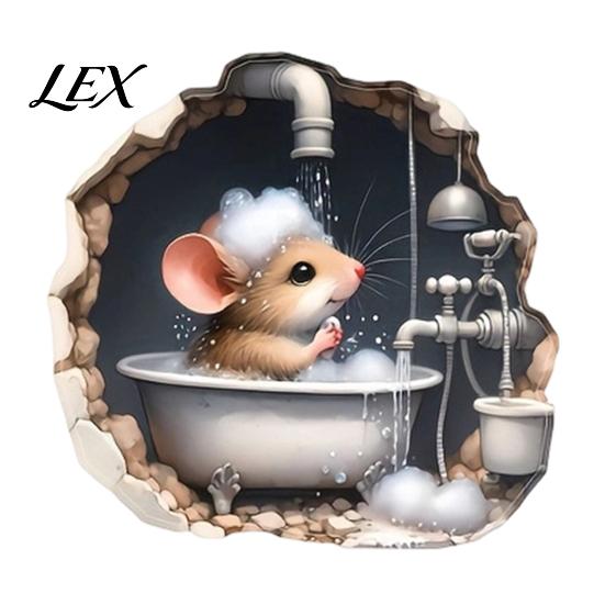 Waterproof Wall Murals Christmas Cute Mouse Break?Through Decals, 3D Hole Self?Adhesive Stickers Stickers, DIY Decor for Living Room Entryway Kids