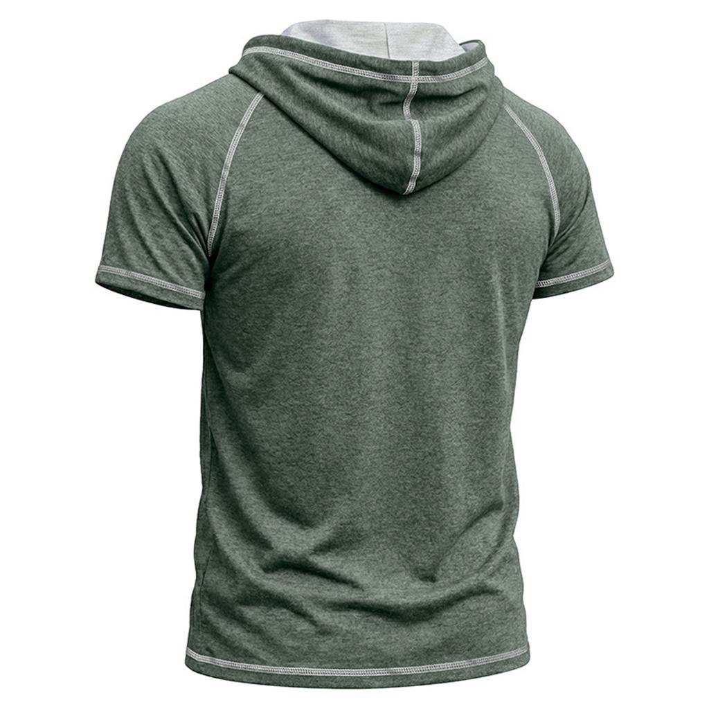 Men's Casual Sports Fitness Hooded Short-sleeved T-shirt