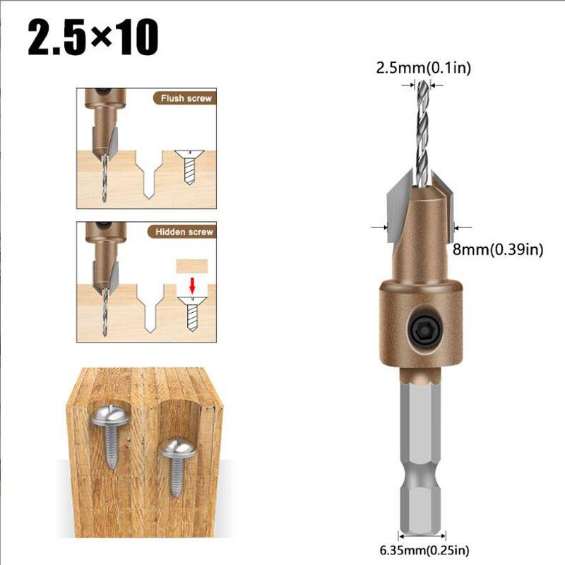 

8/10мм Сплавне Зенківкове Свердло Конусне Свердло для Отворів для Встановлення Гвинтів Деревообробні Інструменти Запчастини Аксесуари Деревообробний Інструмент Фрезерні Біти 10*2.5